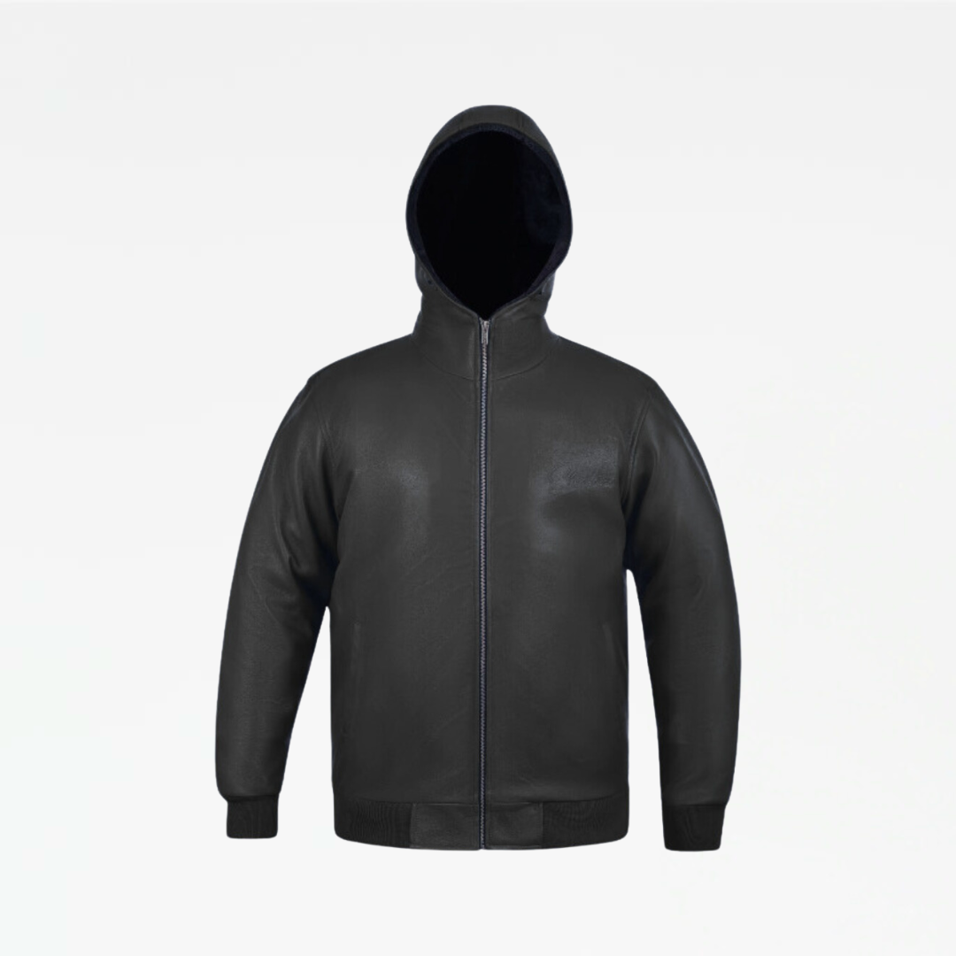 Slickz Leather Zip Up Hoodie (Black)