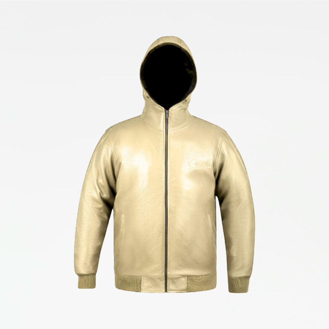 Slickz Leather Zip Up Hoodie (Cream)
