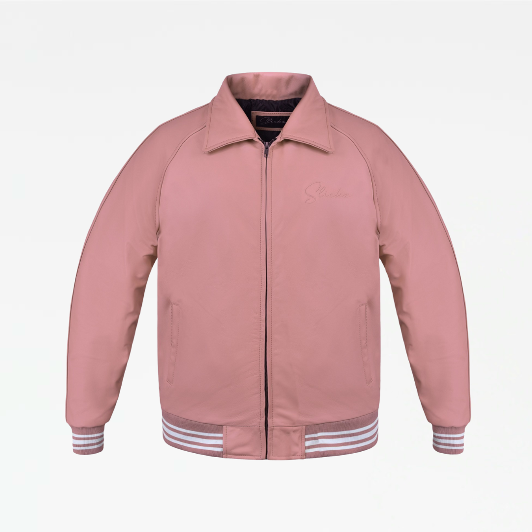Slickz Leather Zip Up Jacket (Pink)