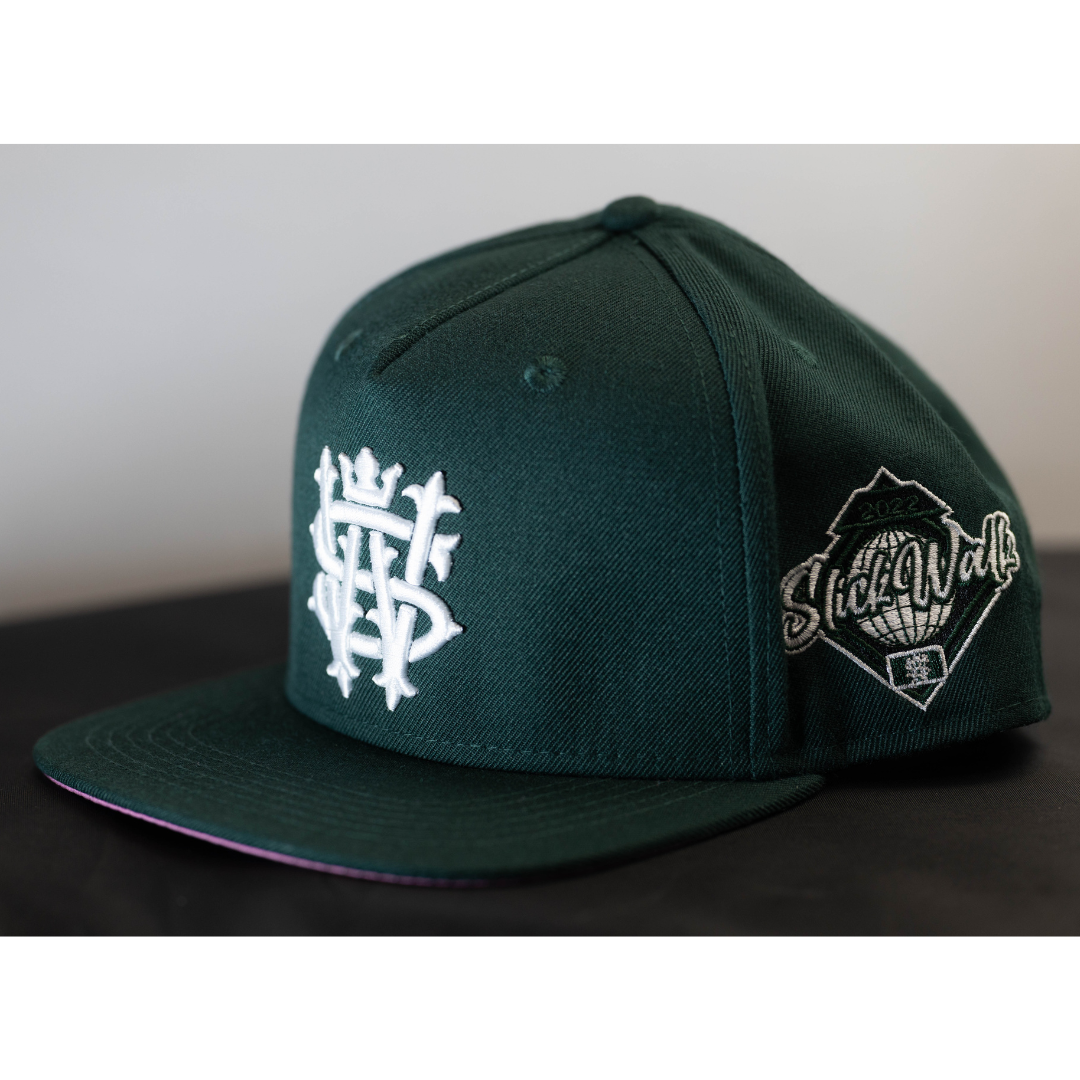 Forest Green & White Breast Cancer Awareness Slick Walk Snapback