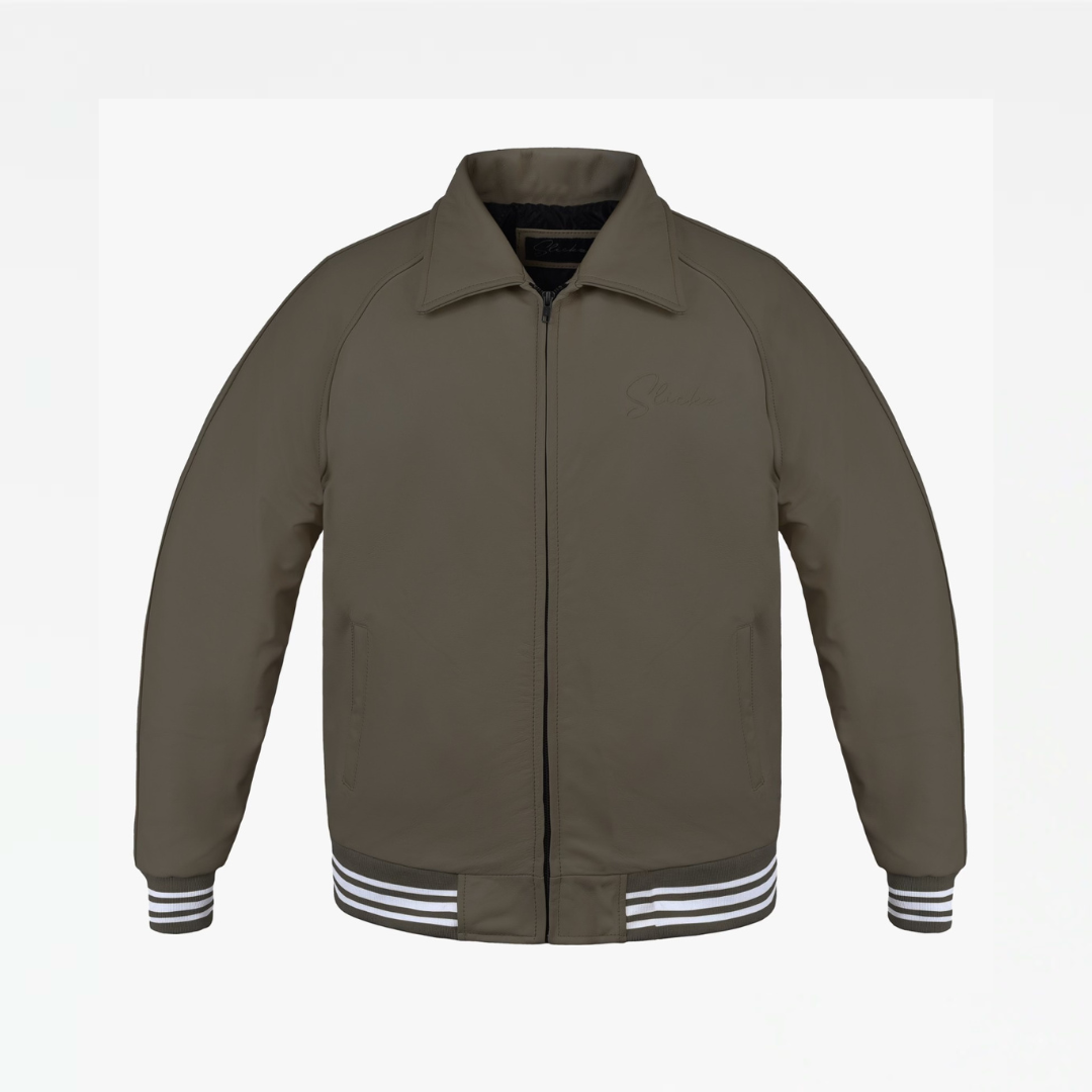 Slickz Leather Zip Up Jacket (Grey)