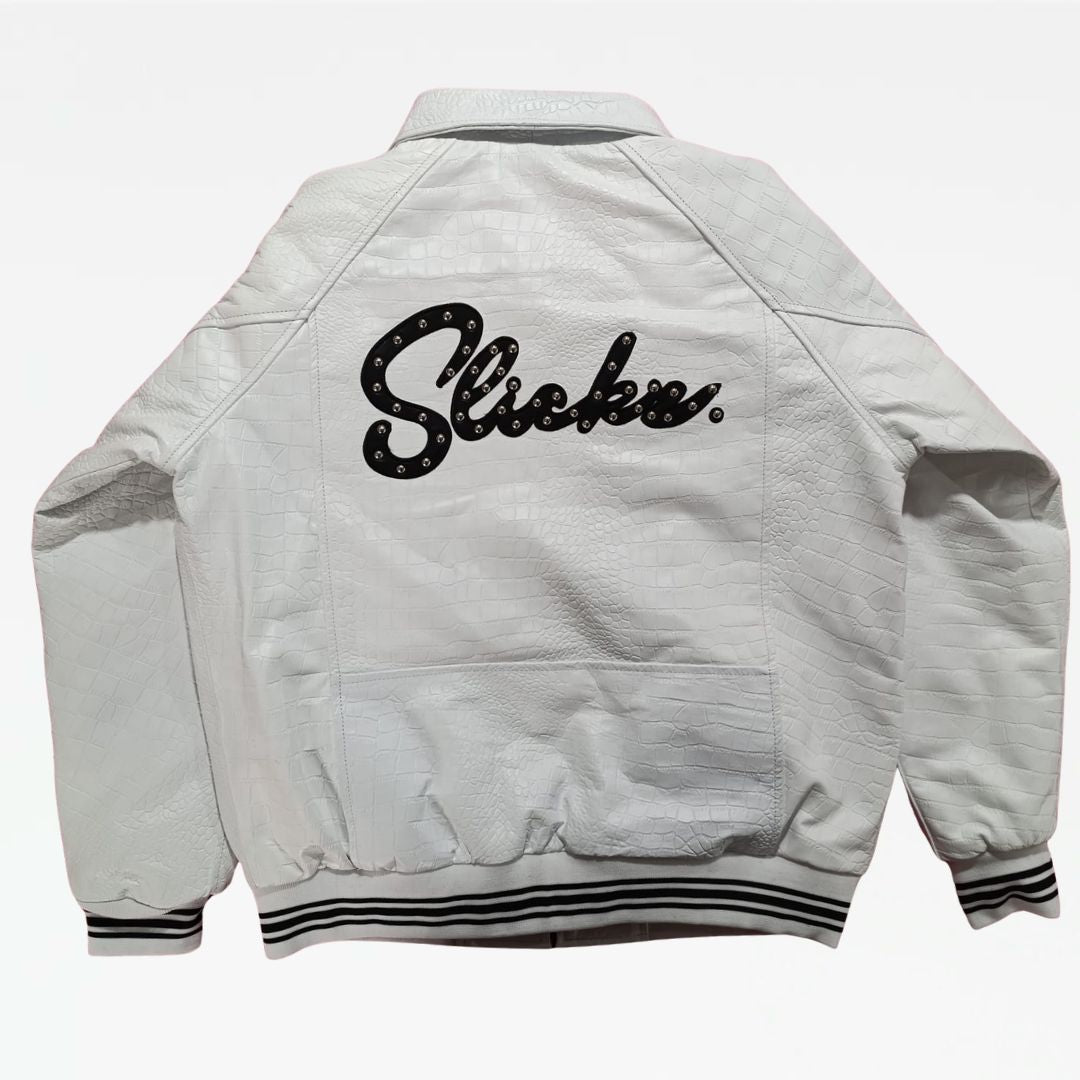 Albino Crocodile Slickz Leather Jacket