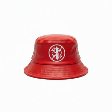 Slick Walk Butter Soft Leather Bucket Hat (Red)