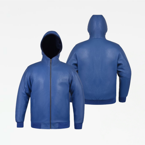 Slickz Leather Zip Up Hoodie (Royal Blue)