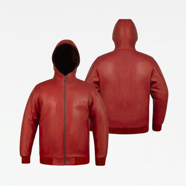 Slickz Leather Zip Up Hoodie (Red)