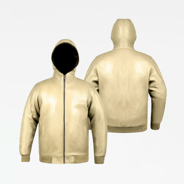 Slickz Leather Zip Up Hoodie (Cream)