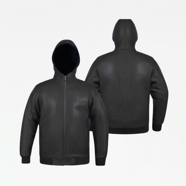 Slickz Leather Zip Up Hoodie (Black)