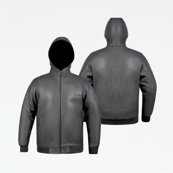 Slickz Leather Zip Up Hoodie (Grey)