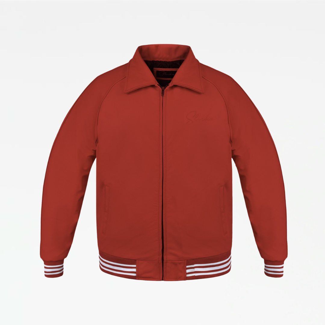 Slickz Leather Zip Up Jacket (Red)