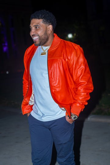 Burnt Orange Butter Soft Leather Bomber Jacket
