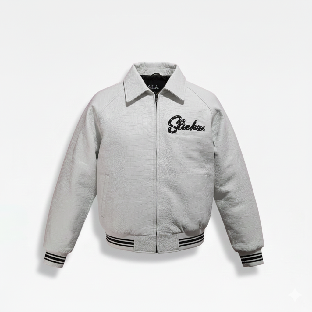 Albino Crocodile Slickz Leather Jacket