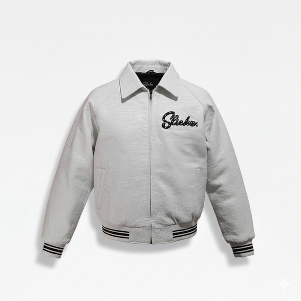 Albino Crocodile Slickz Leather Jacket