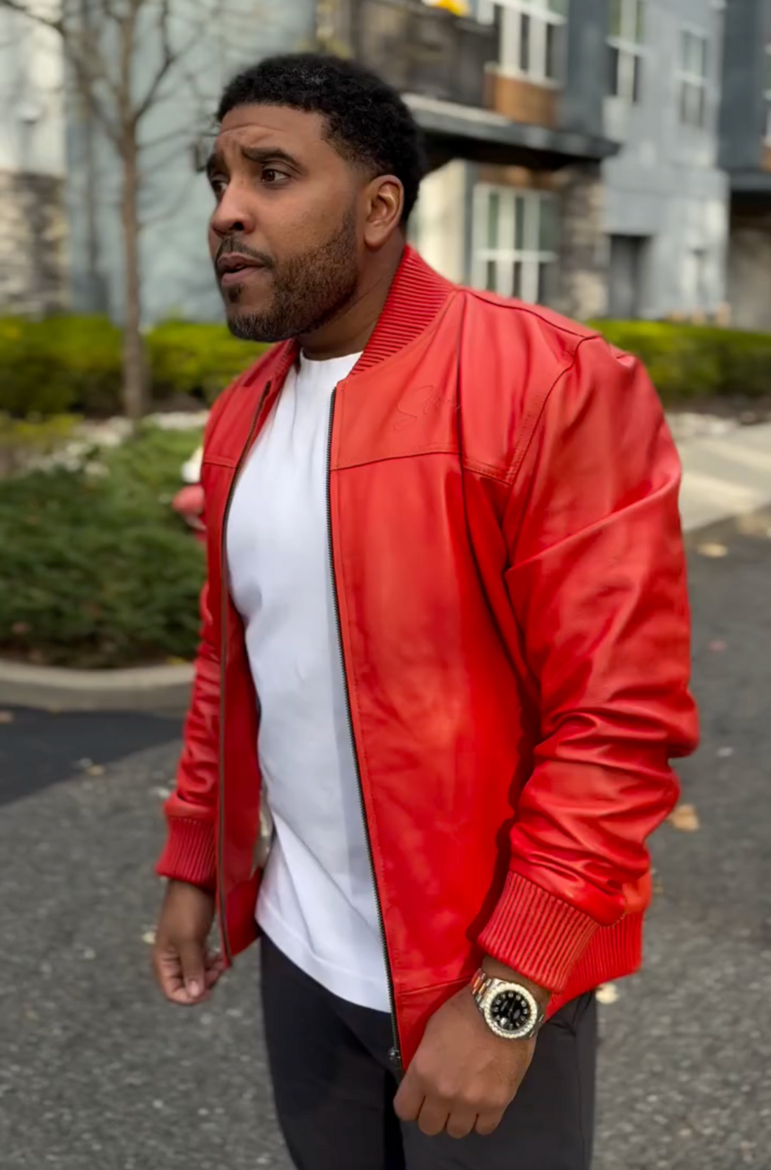 Burnt Orange Butter Soft Leather Bomber Jacket